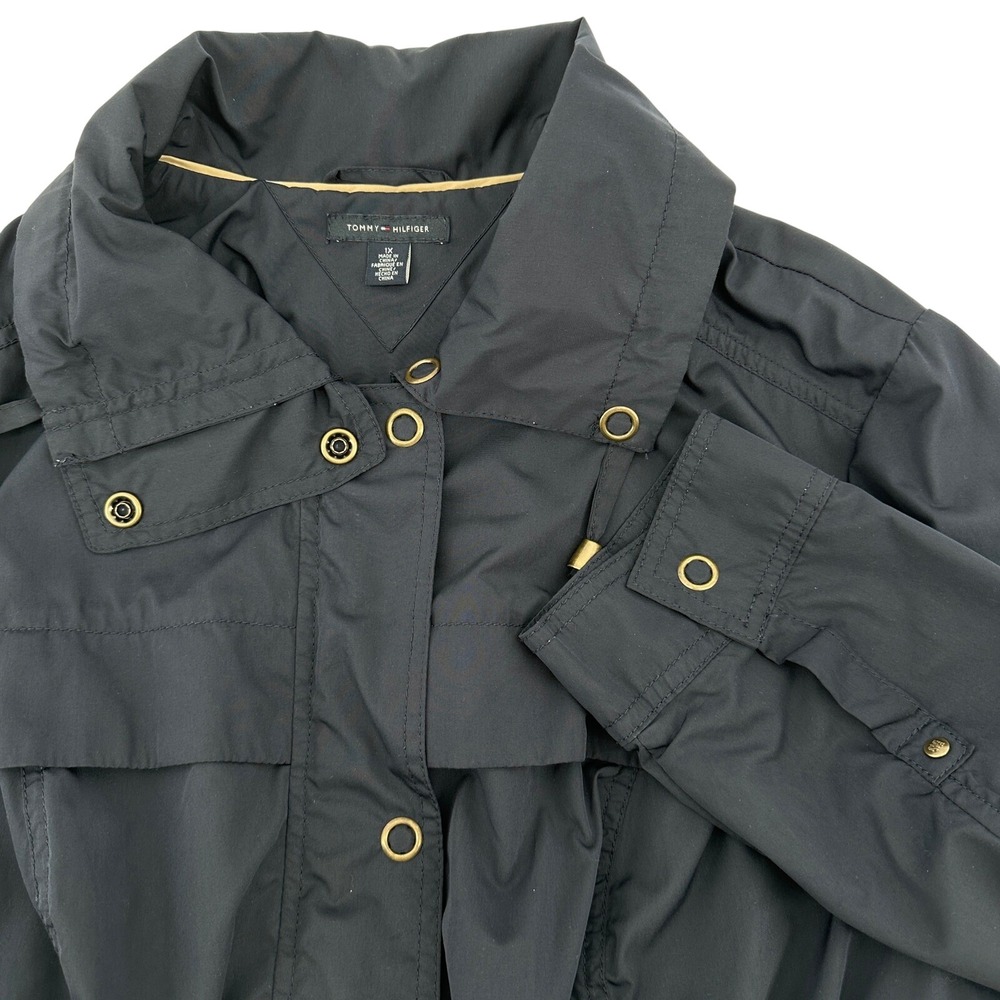 Tommy Hilfiger Women's Size 1X Lightweight Navy Blue Jacket Zip And‎ Snap Front